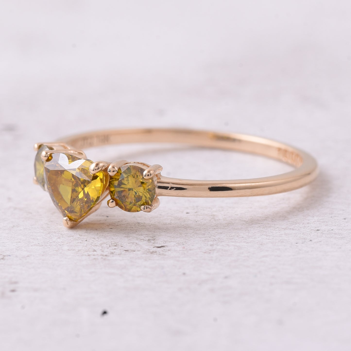 0.86 Ct Heart Yellow Diamond 14K Gold Ring