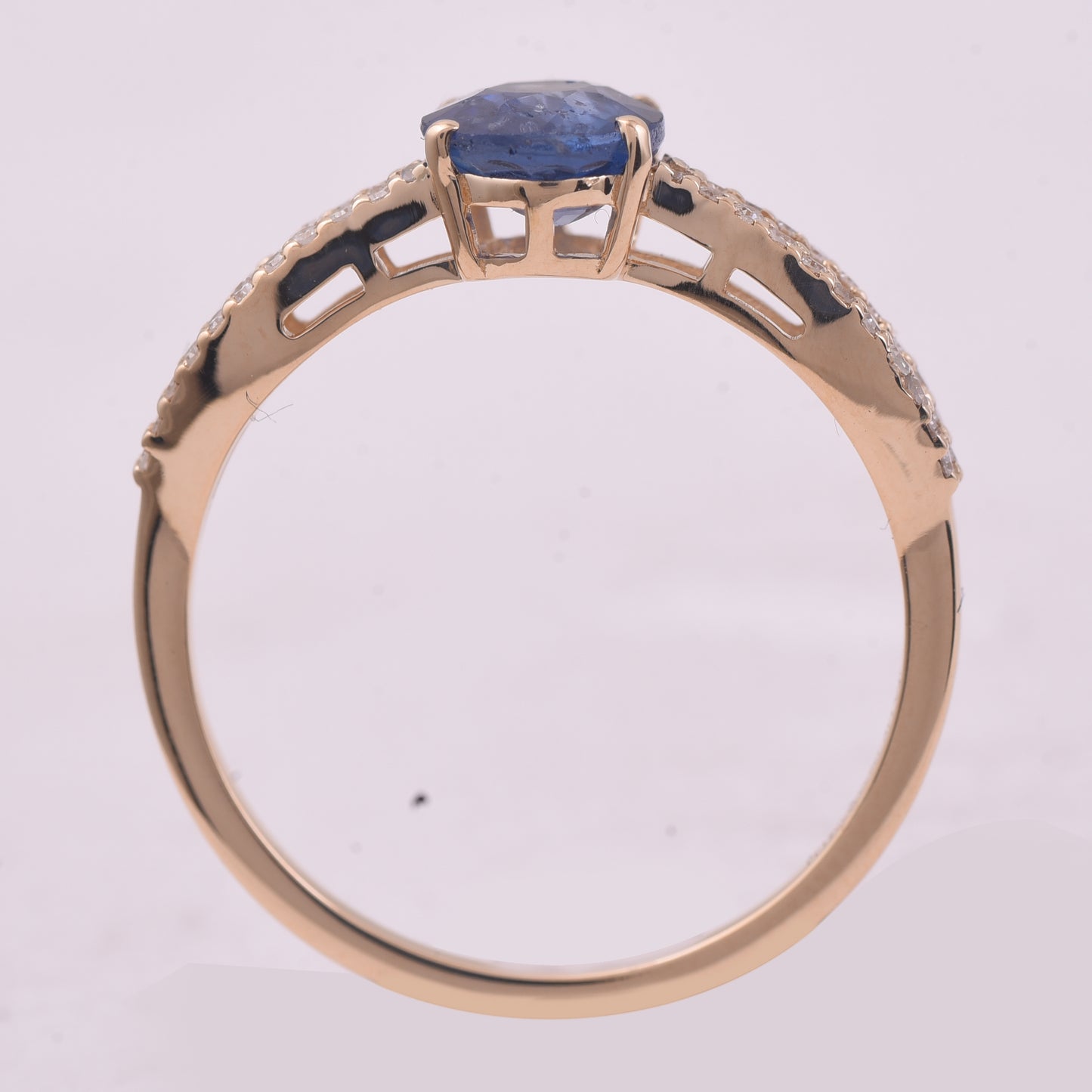 1.41 Ct Oval Mixed Cut Natural Sapphire 14K Gold Ring