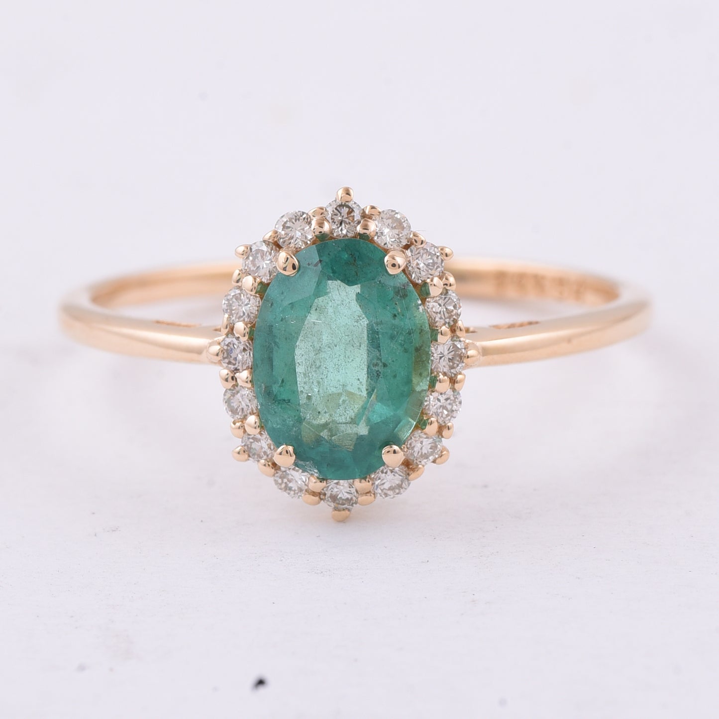1.02 Ct Oval Natural Emerald 14K Gold Ring