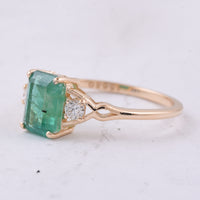 1.80 Ct Octagon Step Cut Natural Emerald 14K Gold Ring