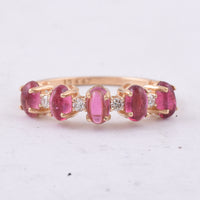 1.70 Ct Oval Cabochon Cut Natural Pink Tourmaline 14K Gold Ring