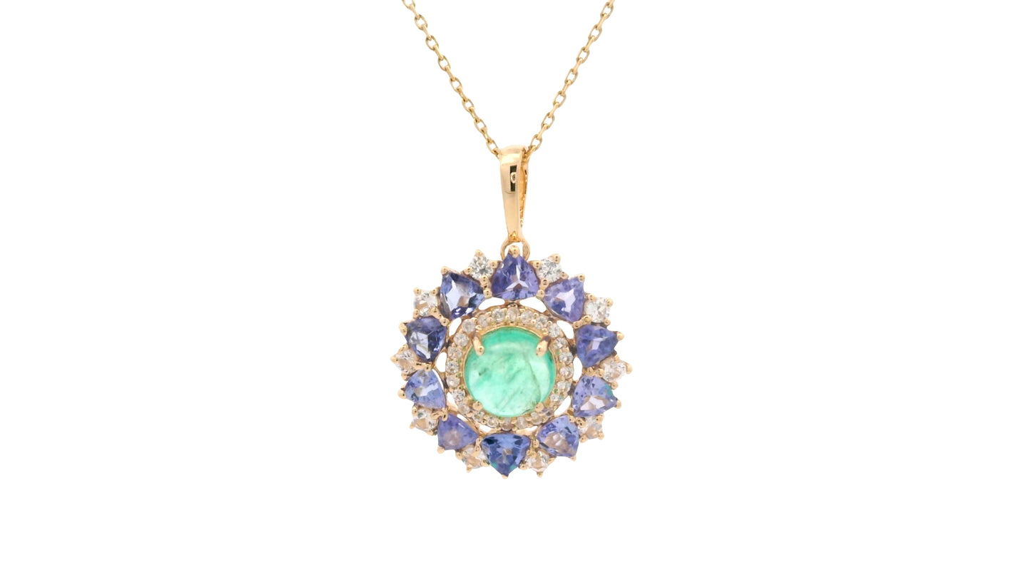 2.08 Ct Round Emerald 14K Gold Pendant