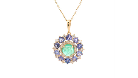 2.08 Ct Round Emerald 14K Gold Pendant