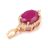 1.85 Ct Oval Mixed Cut Natural Ruby 14K Gold Pendant