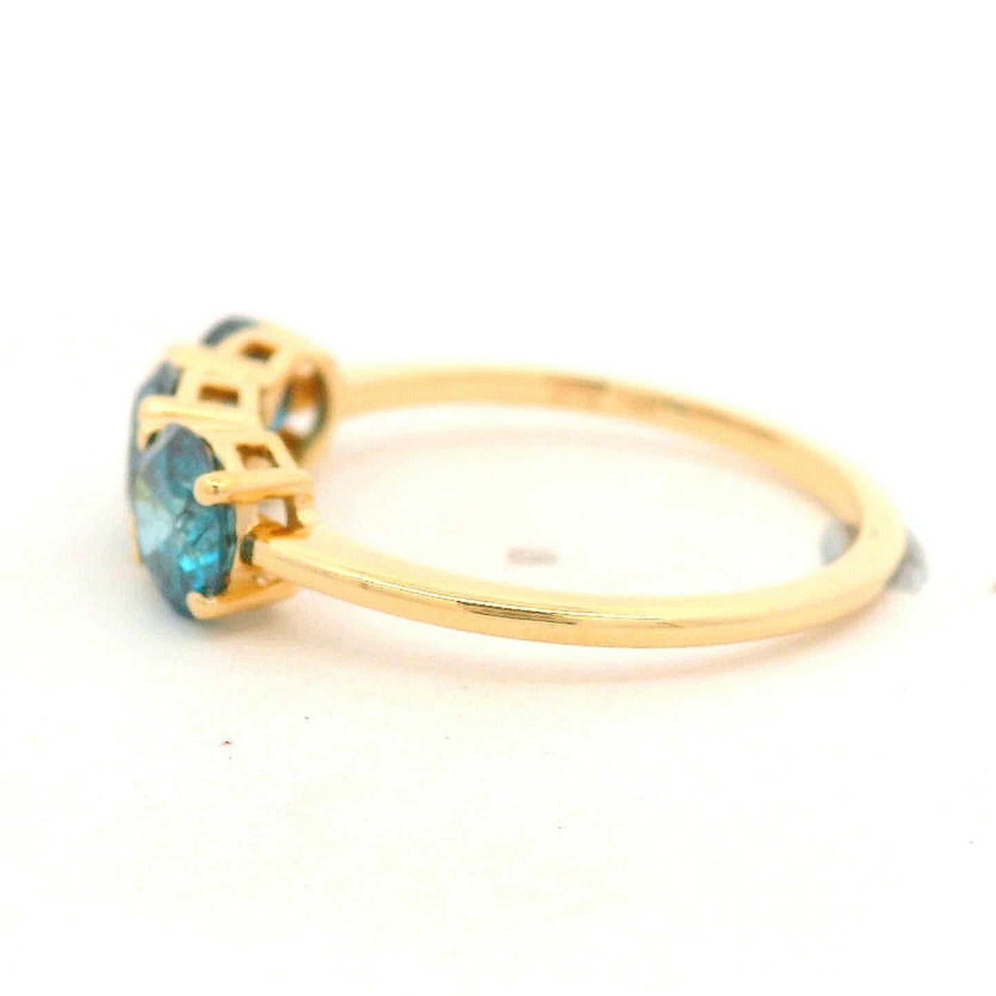 1.63 Ct Round Blue Diamond 14K Gold Ring