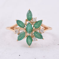 1.16 Ct Marquise Natural Emerald 14K Gold Ring