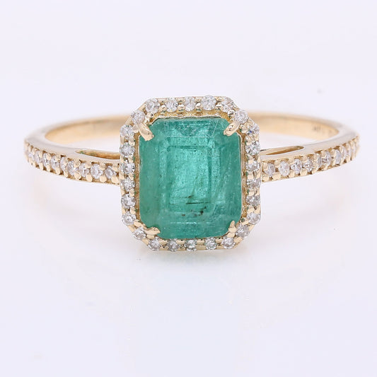 1.83 Ct Octagon Step Cut Natural Emerald 14K Gold Ring