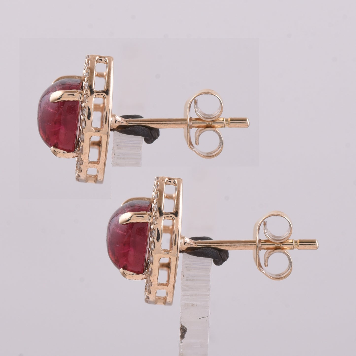2.96 Ct Cushion Tourmaline 9K Gold Earrings