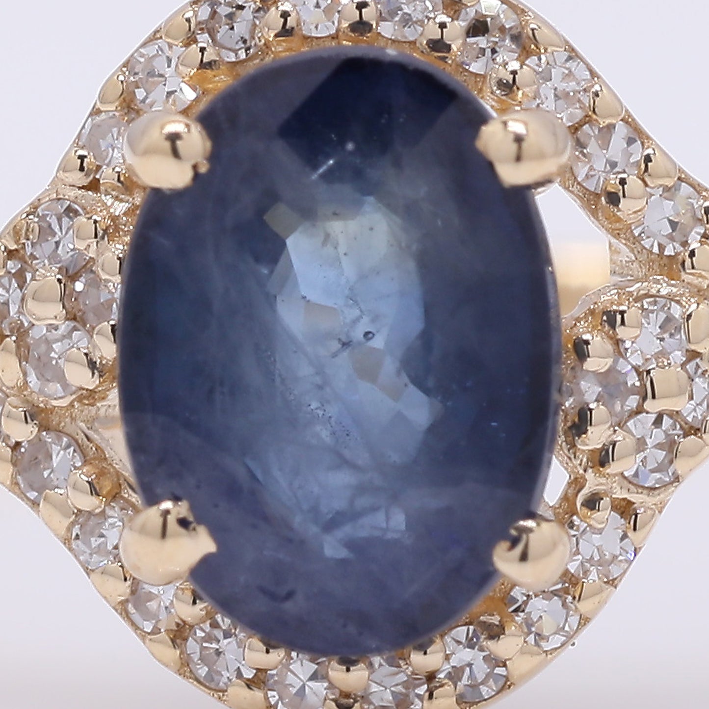1.30 Ct Oval Mixed Cut Natural Sapphire 14K Gold Ring