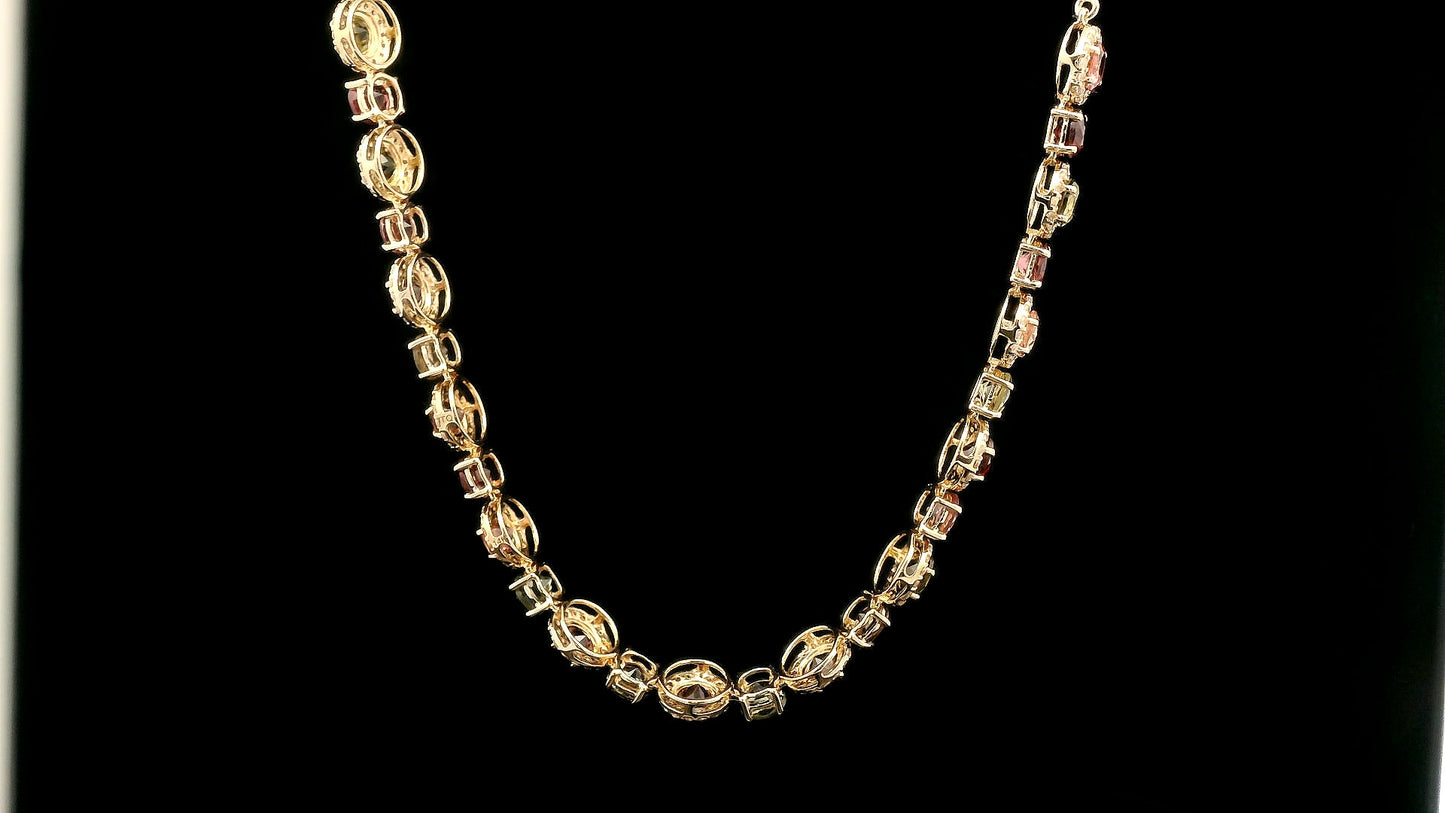 7.39 Ct Round Tourmaline 14K Gold Necklace