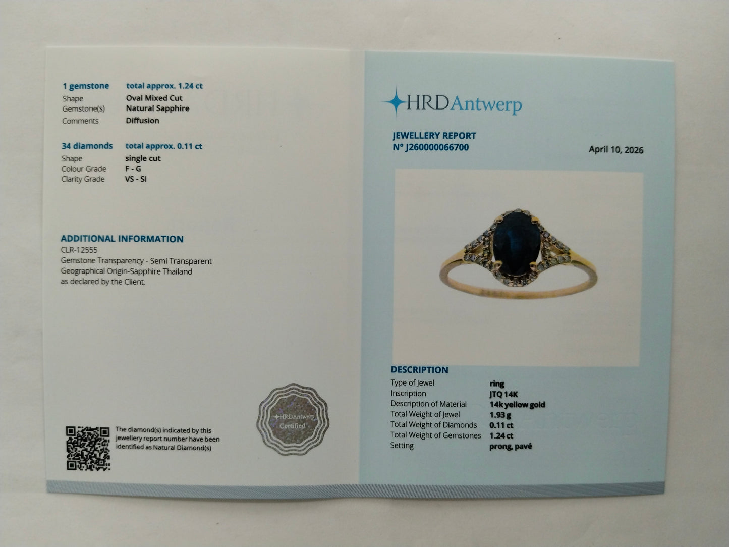 1.35 Ct Oval Mixed Cut Natural Sapphire 14K Gold Ring