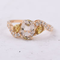 1.76 Ct Pear, Oval Natural Multi-Coloured Tourmaline 14K Gold Ring