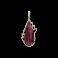 5.46 Ct Pear Carving Natural Pink Tourmaline 14K Gold Pendant