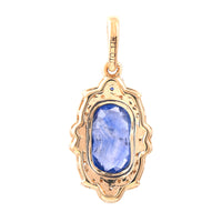1.50 Ct Cushion Mixed Cut Natural Sapphire 14K Gold Pendant