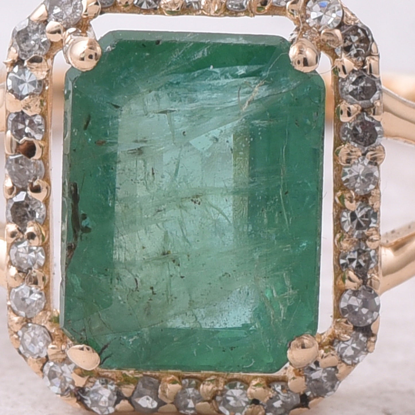 1.56 Ct Octagon Step Cut Natural Emerald 14K Gold Ring