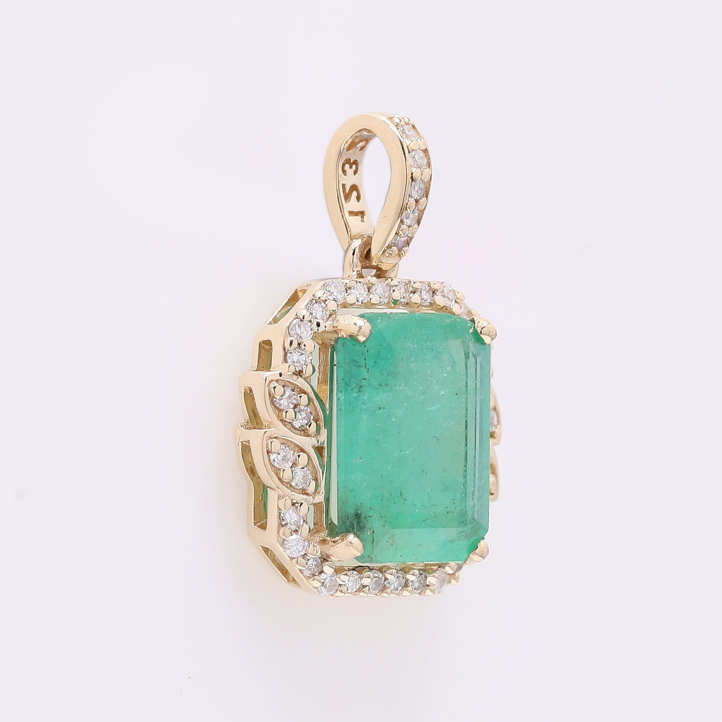1.66 Ct Octagon Step Cut Natural Emerald 14K Gold Pendant