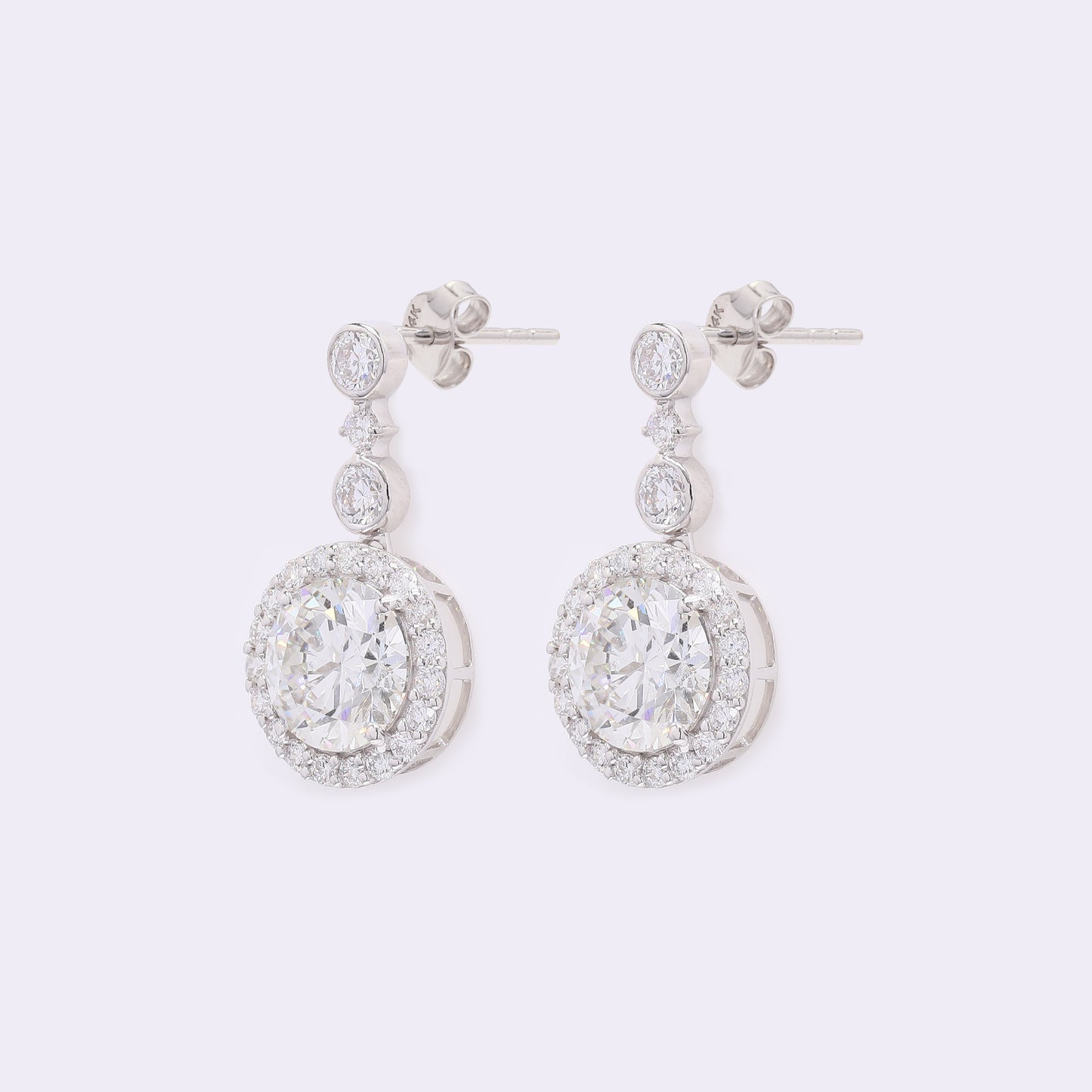 4.07 Carats Lab Grown Diamond 14K Gold Earrings