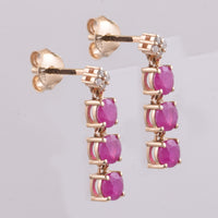 1.42 Ct Round Natural Ruby 14K Gold Earrings