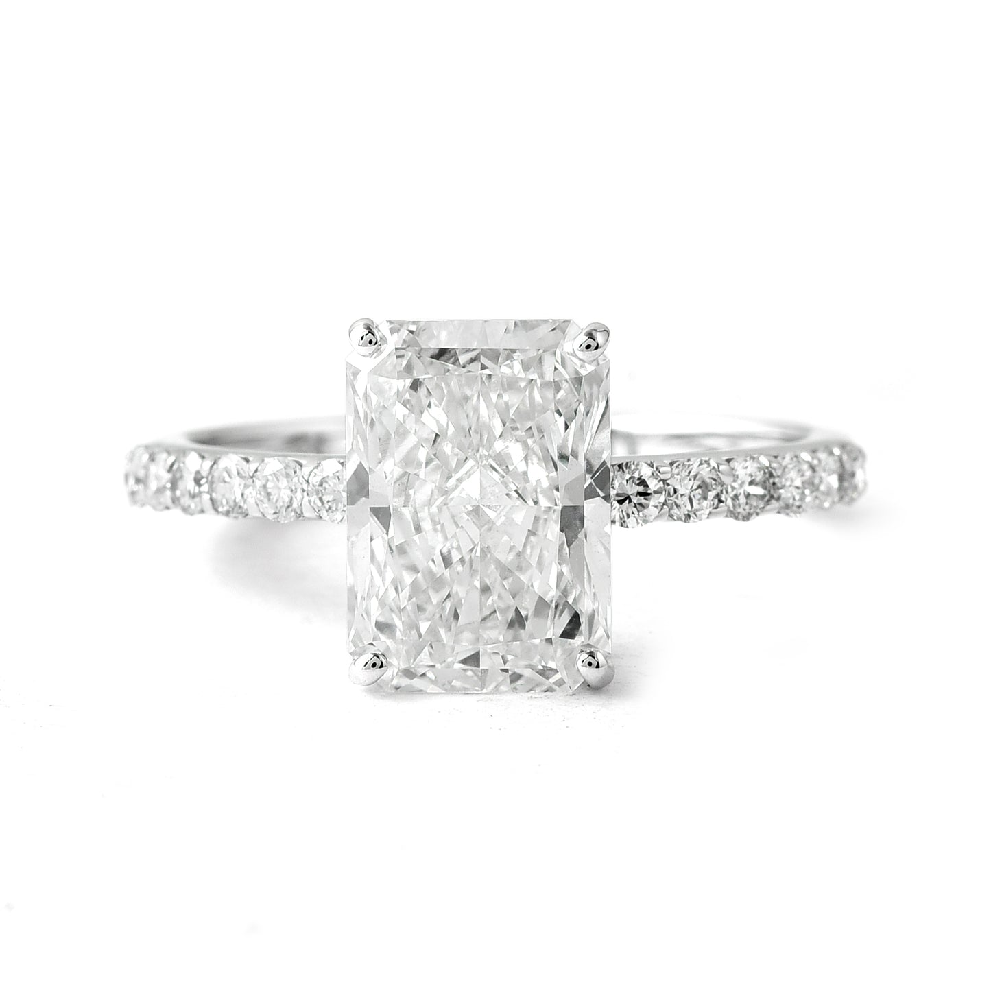 3.19 Ct Cut Cornered Rectangular Modified Brilliant Lab Grown Diamond 14K Gold Ring