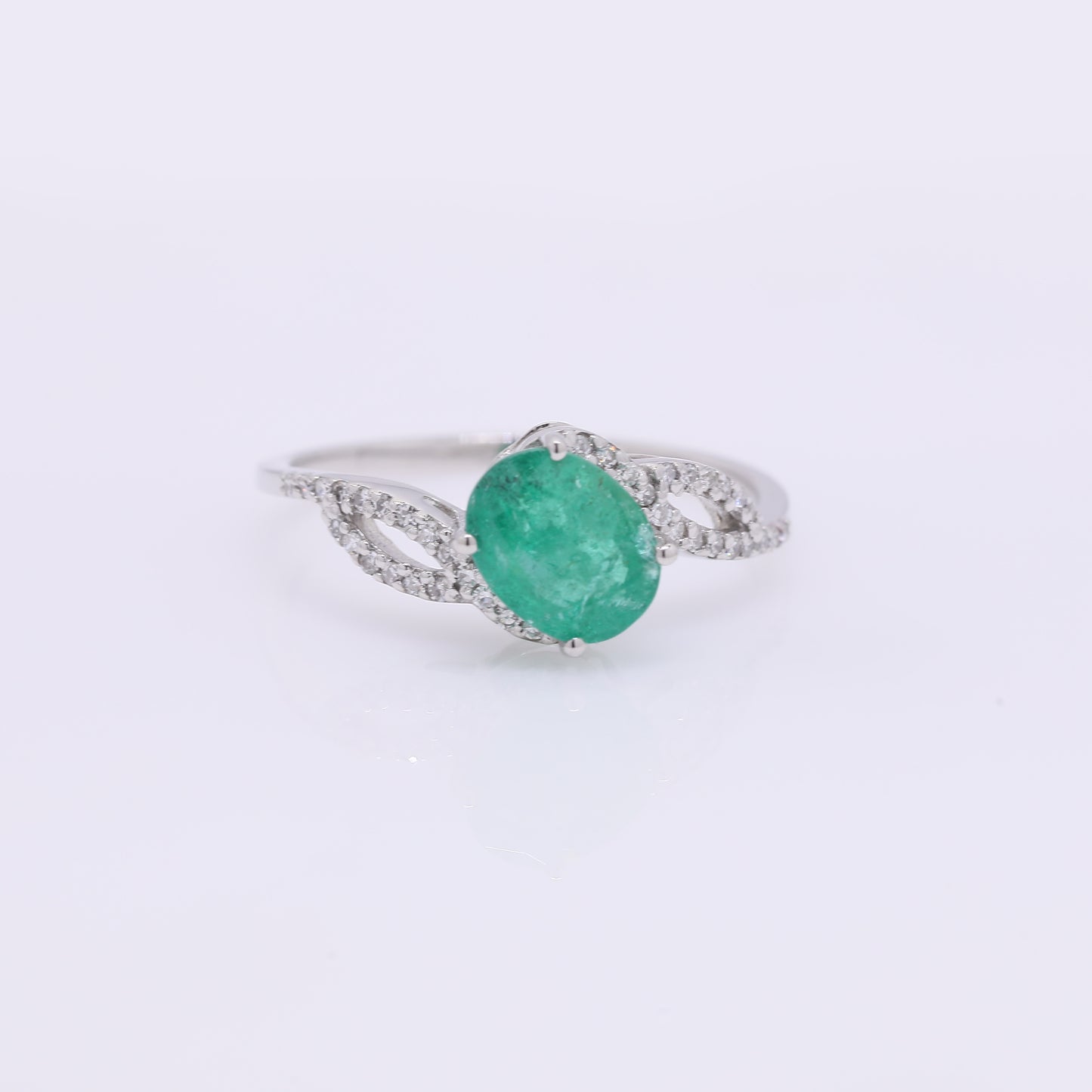 1.41 Ct Oval Mixed Cut Natural Emerald 950 Platinum Ring