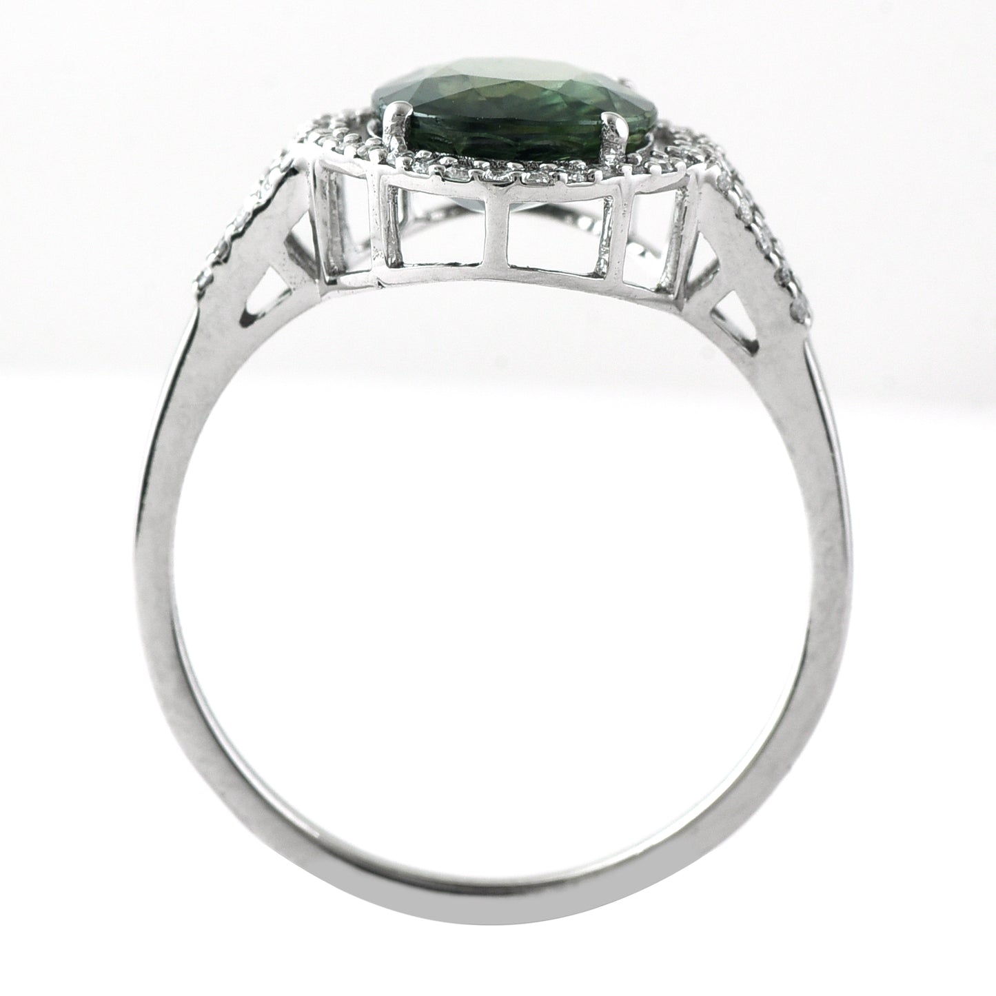 2.70 Ct Oval Mixed Cut Natural Green Sapphire 950 Platinum Ring