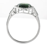 2.70 Ct Oval Mixed Cut Natural Green Sapphire 950 Platinum Ring