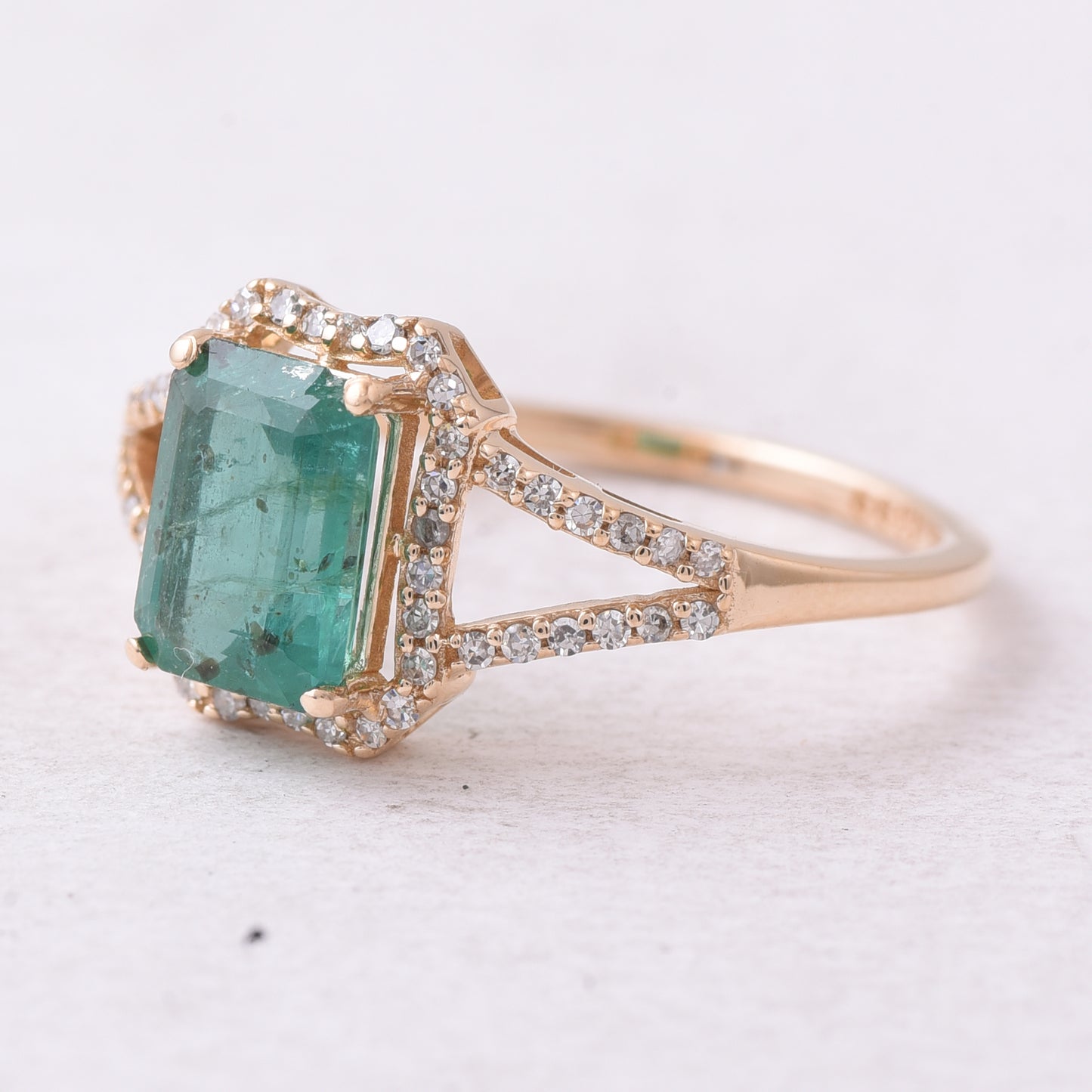1.44 Ct Octagon Step Cut Natural Emerald 14K Gold Ring