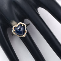 6.85 Ct Heart Cabochon Natural Sapphire 14K Gold Ring