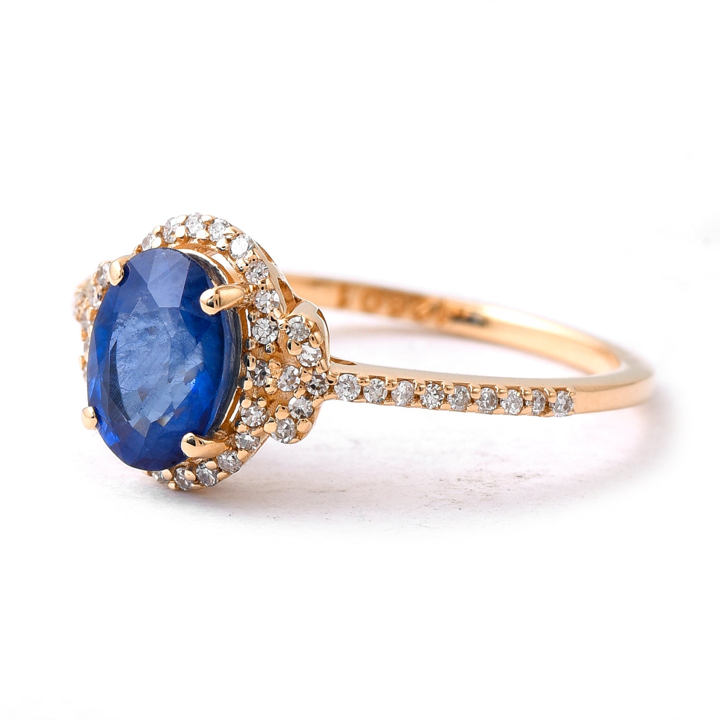1.53 Ct Oval Mixed Cut Natural Sapphire 14K Gold Ring