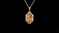1.11 Ct Marquise Multi Sapphire 14K Gold Pendant