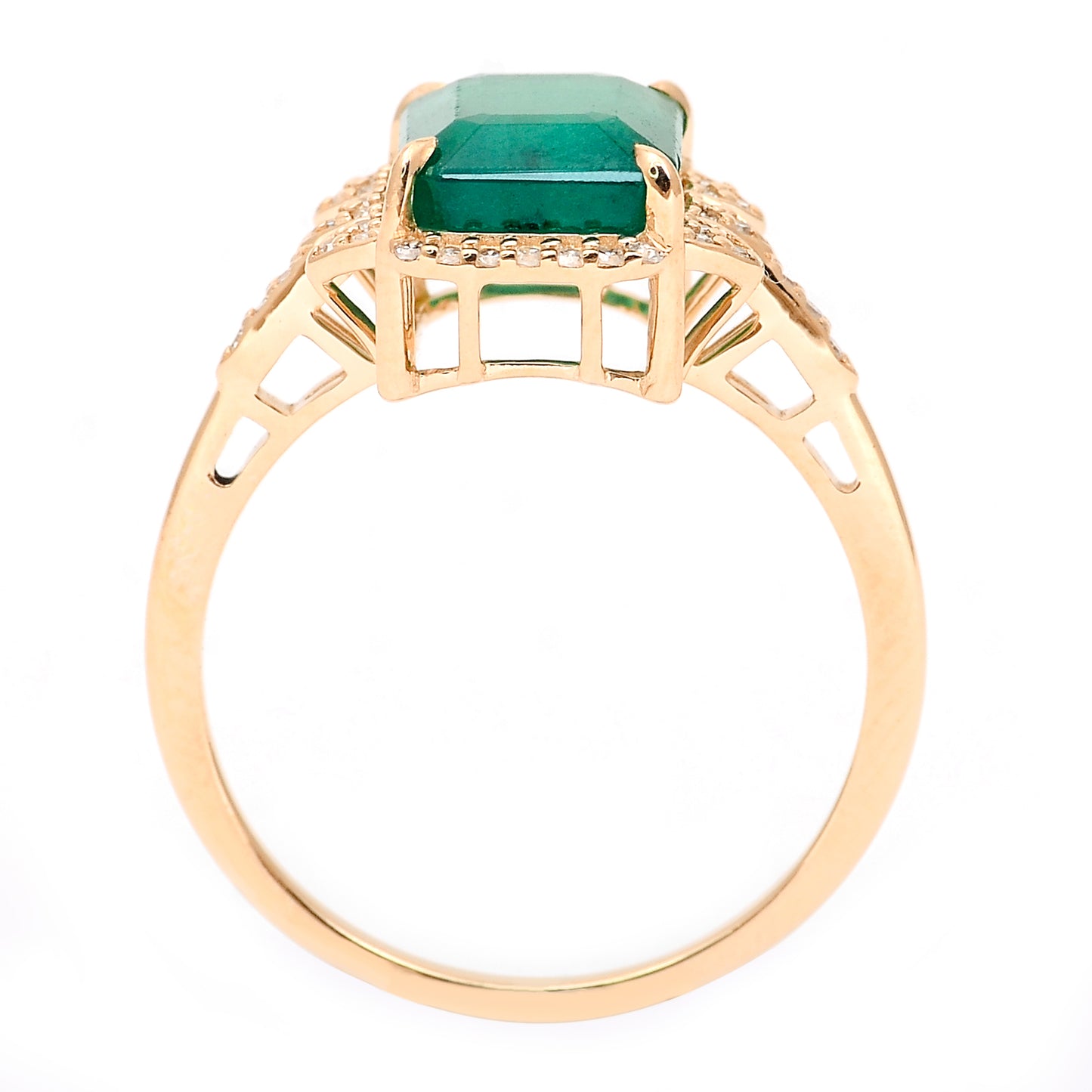 3.07 Ct Octagon Natural Emerald 14K Gold Ring