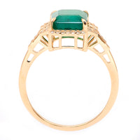3.07 Ct Octagon Natural Emerald 14K Gold Ring