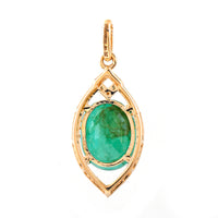 2.81 Ct Oval Mixed Cut Natural Emerald 14K Gold Pendant