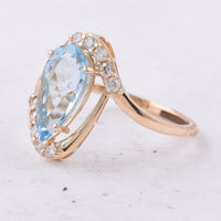 2.20 Ct Pear Natural Aquamarine 14K Gold Ring