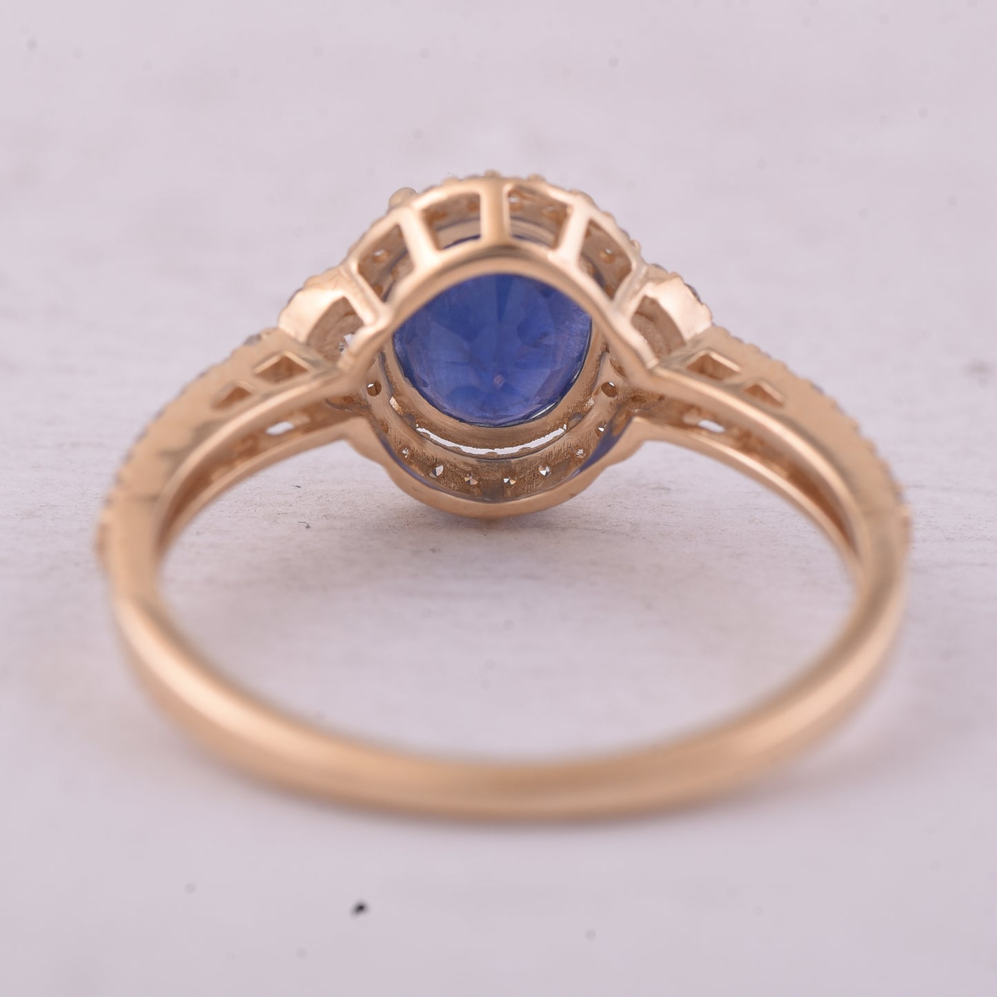 2.11 Ct Oval Mixed Cut Natural Sapphire 14K Gold Ring