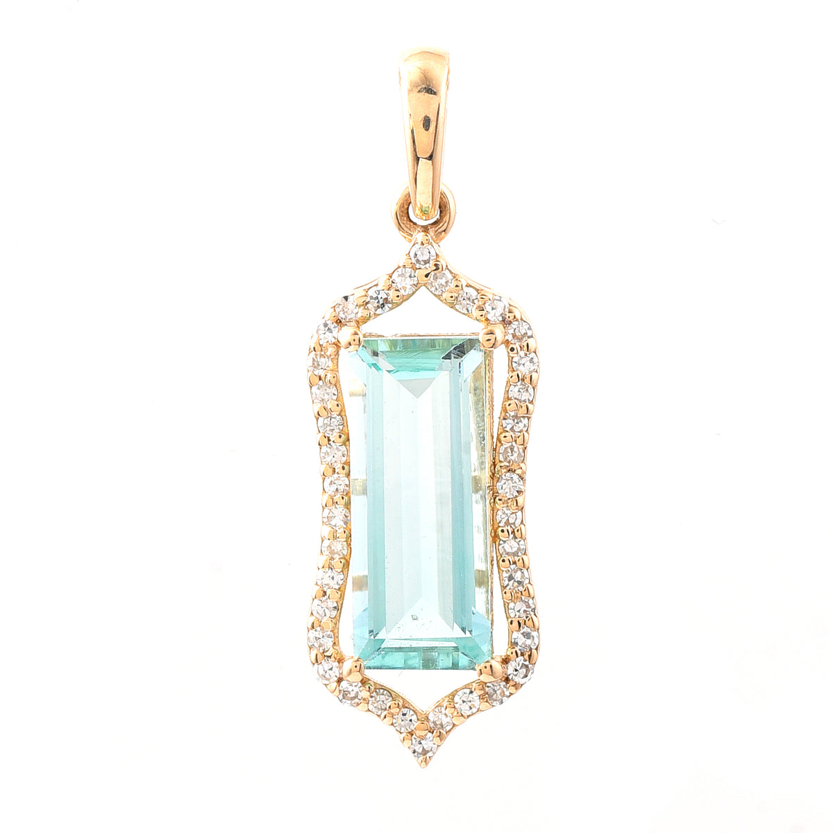 1.44 Ct Rectangle Step Cut Natural Emerald 14K Gold Pendant