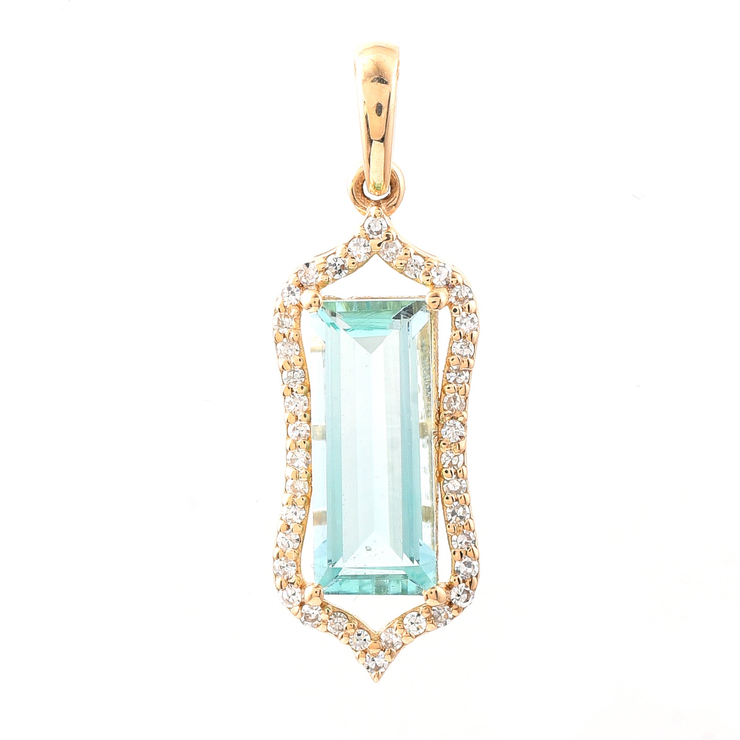 1.44 Ct Rectangle Step Cut Natural Emerald 14K Gold Pendant