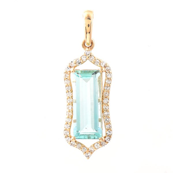 1.44 Ct Rectangle Step Cut Natural Emerald 14K Gold Pendant