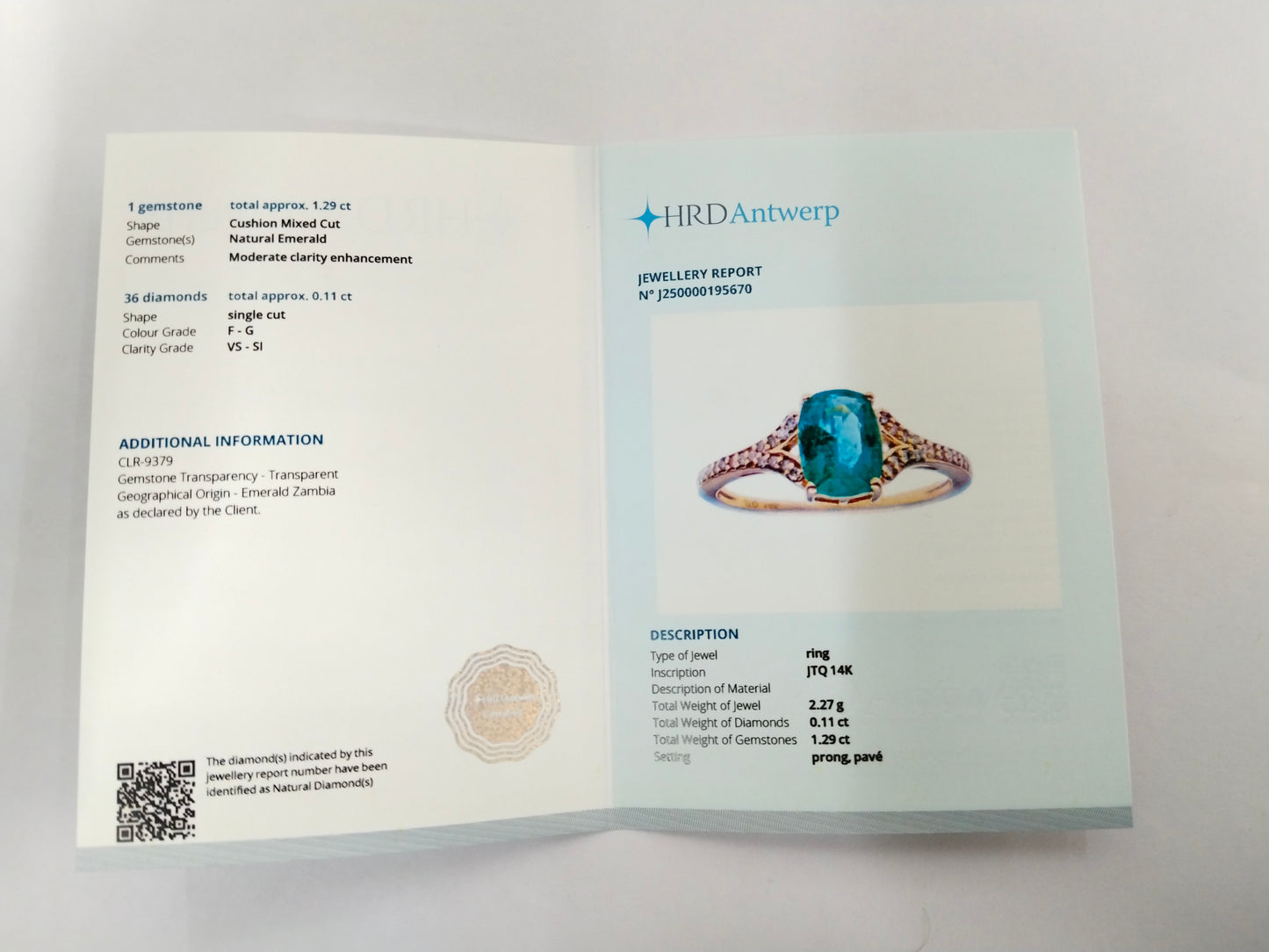 1.40 Ct Cushion Mixed Cut Natural Emerald 14K Gold Ring