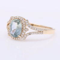 1.42 Ct Oval Mixed Cut Natural Sapphire 14K Gold Ring