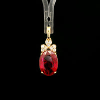 4.28 Ct Oval Mixed Cut Lab Grown Ruby 14K Gold Pendant