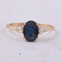 2.02 Ct Oval Natural Sapphire 14K Gold Ring