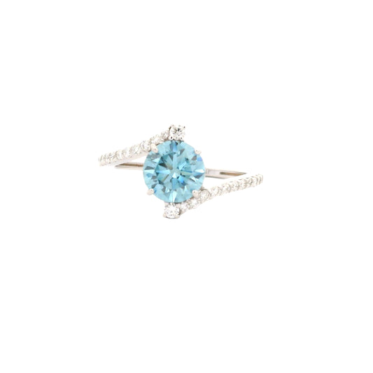 1.79 Carats Blue Lab Grown Diamond 14K Gold Ring