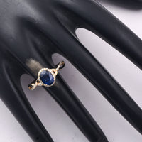 1.67 Ct Oval Mixed Cut Natural Sapphire 14K Gold Ring