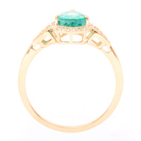 1.34 Ct Pear Mixed Cut Natural Emerald 14K Gold Ring