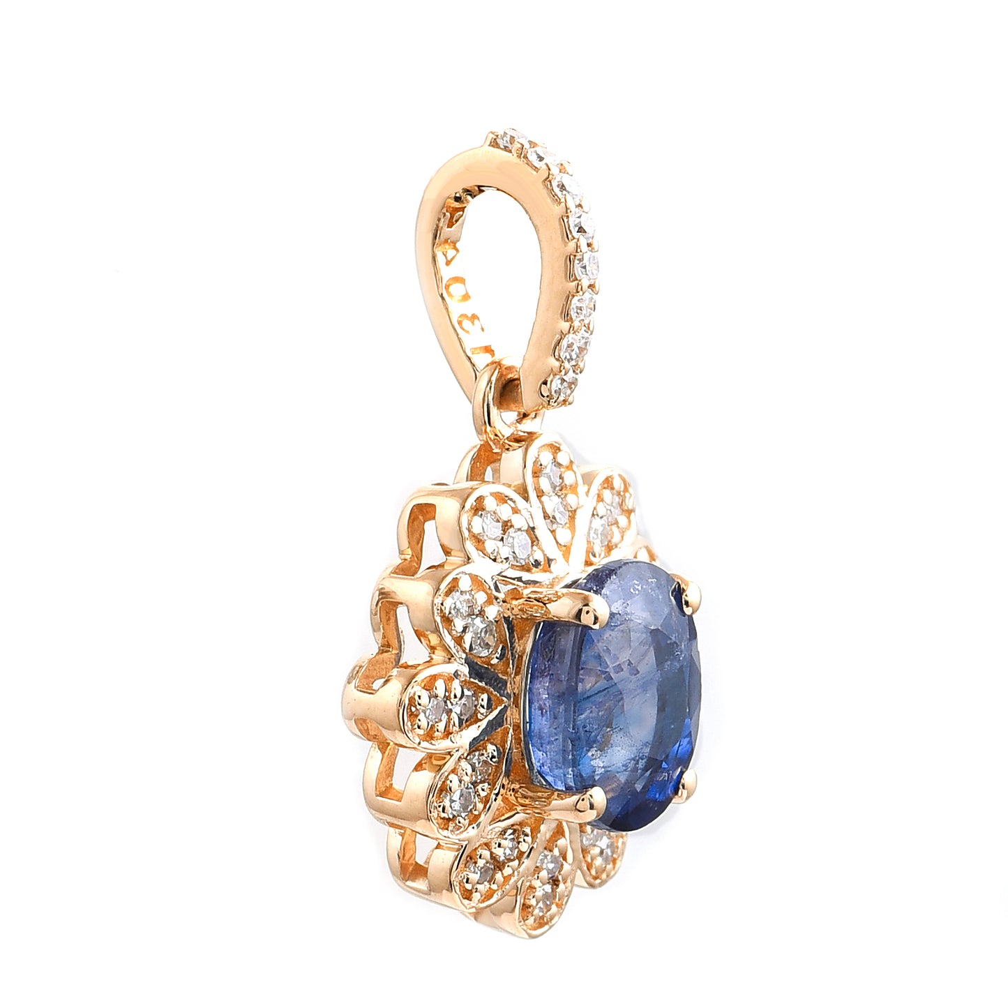1.26 Ct Oval Mixed Cut Natural Sapphire 14K Gold Pendant