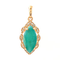 1.99 Ct Marquise Mixed Cut Natural Emerald 14K Gold Pendant