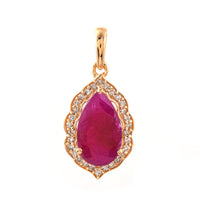 1.57 Ct Pear Mixed Cut Natural Ruby 14K Gold Pendant