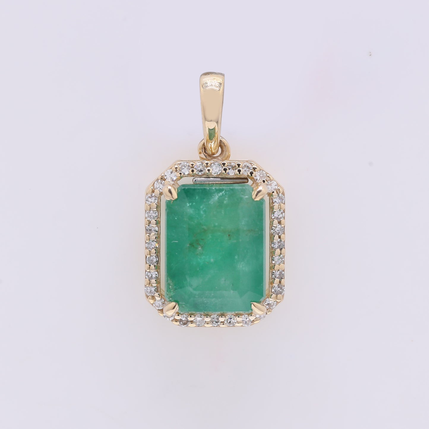 2.82 Ct Octagon Step Cut Natural Emerald 14K Gold Pendant