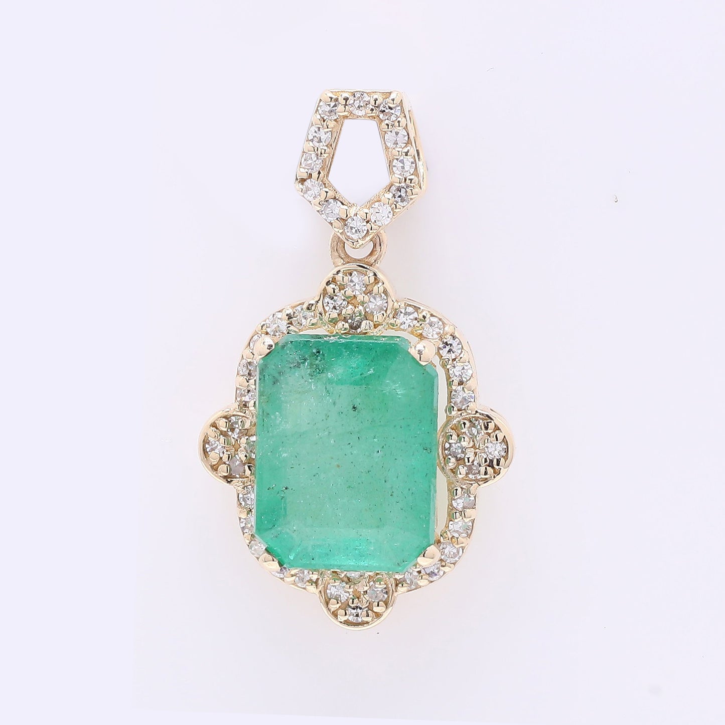 1.96 Ct Octagon Step Cut Natural Emerald 14K Gold Pendant